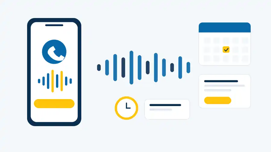Agente de voz con inteligencia artificial atendiendo la llamada de un cliente y anotando la cita en el calendario del negocio
